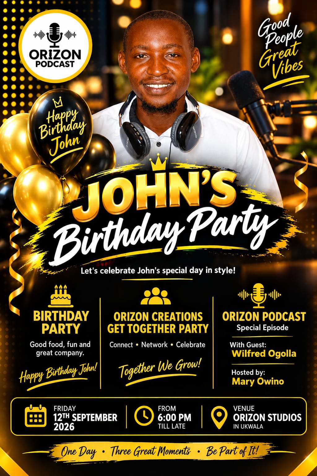 Birthday party poster designed by Obuola TV