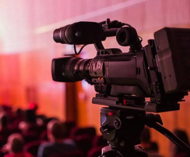 Pro camera filming wedding event
